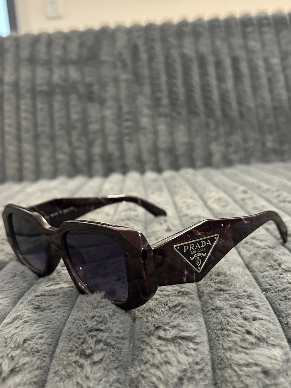 Prada Women's Dark Tortoiseshell Square Sunglasses - Black Lenses